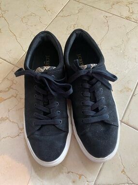 J. Crew Factory Black Suede Low-Top Sneakers with White Soles